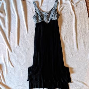 Black Maxi Dress with Tribal Pattern